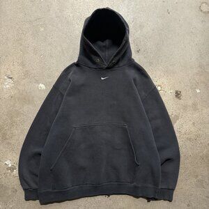 Vtg Nike Center Swoosh Hoodie Size L Black Pullover  Faded Travis Scott 90’s